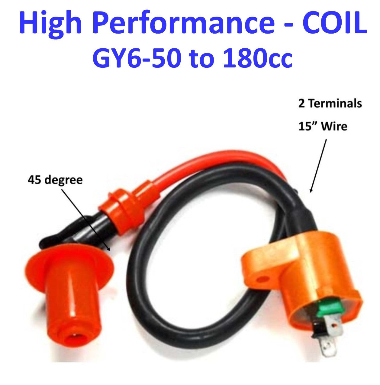 ScootsUSA Select - High Performance Ignition Coil Wire 15" for Most ATVs, GoKarts, Scooters with GY6-50,125,150,180cc Motors