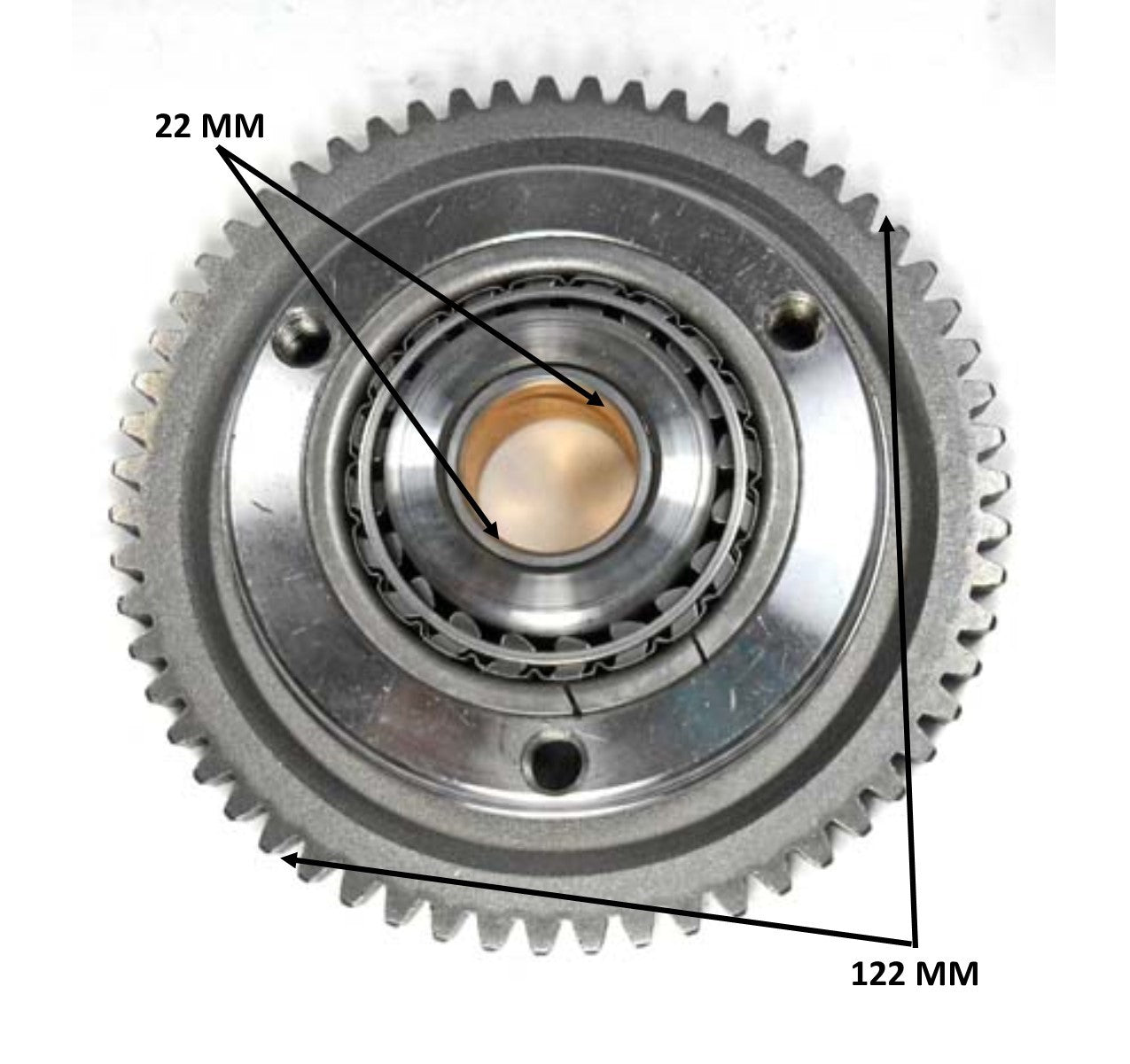 ScootsUSA Select - Starter Clutch 250-300cc OD 122 ID 22 59th for Most GY6-CF-CN-CH 250cc + Honda Type Vertical Cylinder Motors for Many ATVs, Dirtbikes, GoKarts, Scooters