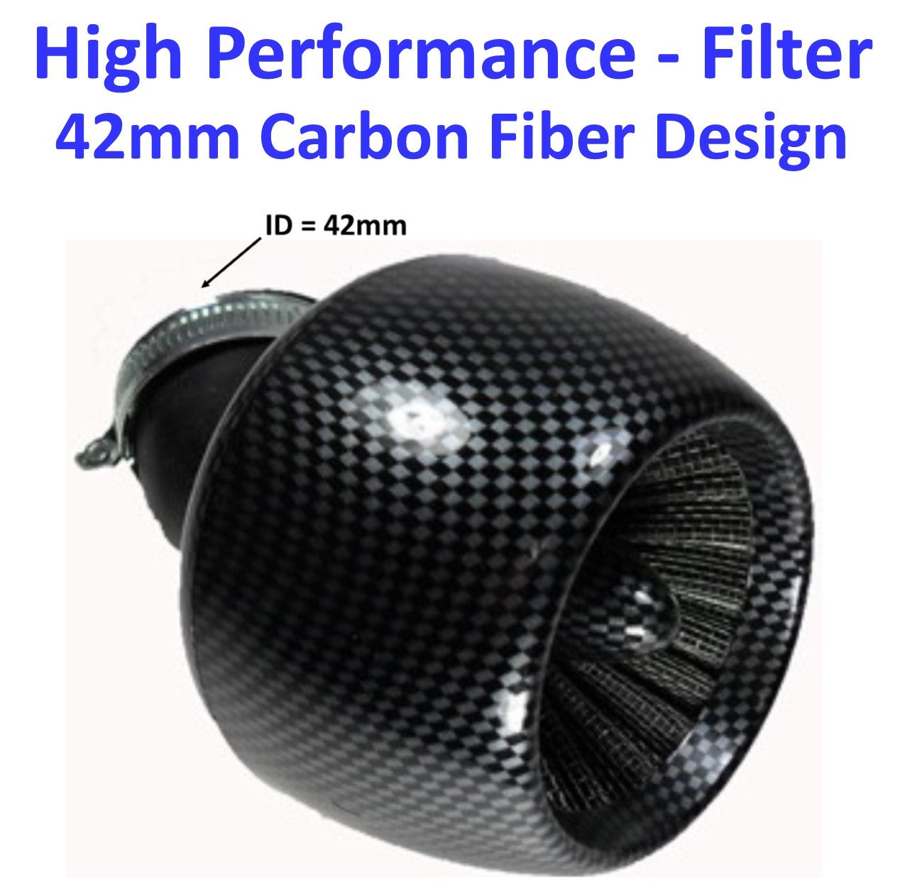 ScootsUSA Select - High Performance Carbon Graphite Air Filter ID 42mm for 125-150cc ATV, GoKarts, Scooters with PD24J Carburetors