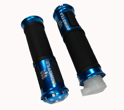 ScootsUSA Select - Scooter Grip Set with Throttle Tube 7/8" Bars Ice Blue Metallic for Most 49-250cc Scooters