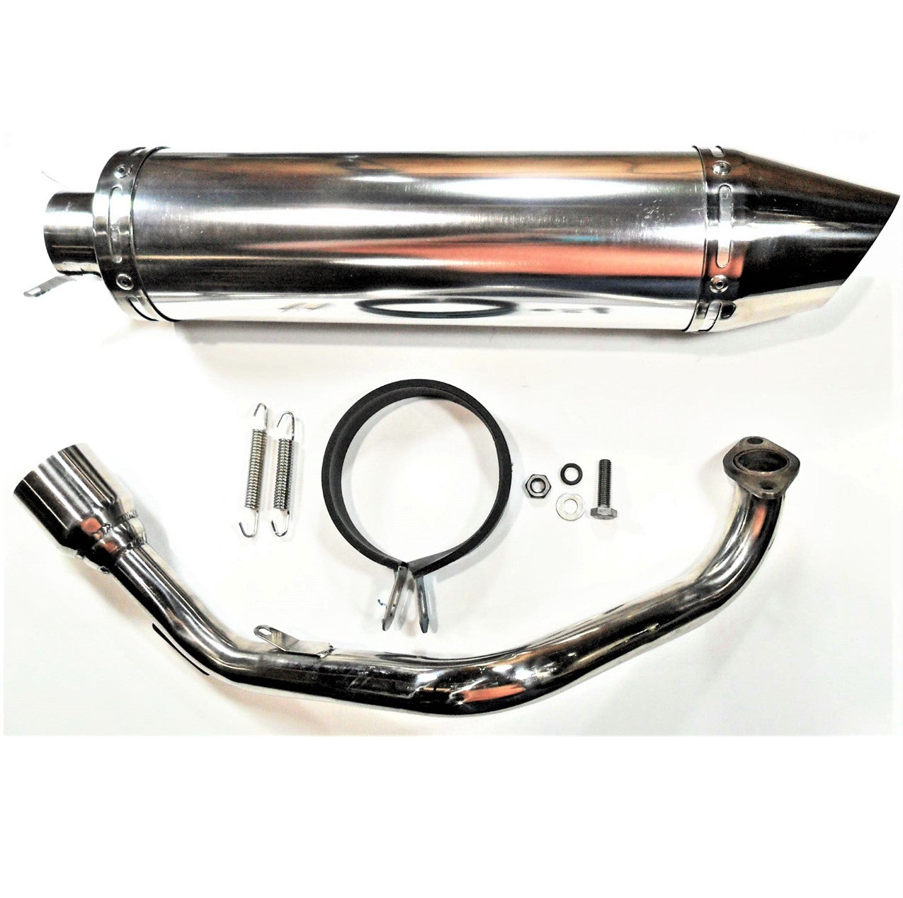 ScootsUSA Select - Exhaust Pipe High Performance - Chrome for Most GY6-125, GY6-150 Chinese Scooters Canister Length (including Tip) 17 1/4" Canister Diameter 4" - Image 2