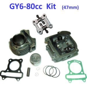 ScootsUSA Select - 80cc Cylinder Piston Top End Kit with Non-EGR Head for GY6-50 QMB139 Chinese Scooter Motors. Bore 47mm