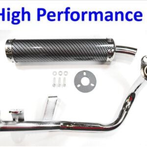 ScootsUSA Select - Exhaust Pipe High Performance Carbon Fiber Look for Most Chinese GY6-QMB 49cc 4Stroke Scooters Canister L 280mm D 60mm