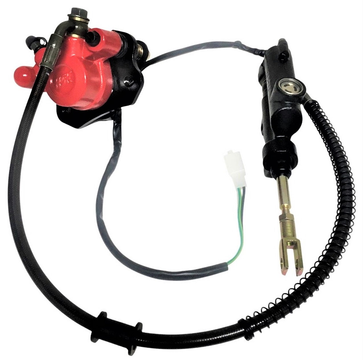ScootsUSA Select - Rear Foot Brake Assembly Line 18.25" Caliper Bolts C/c 64mm Actuator Bolts C/c 40-50mm Shaft Tip to Mounting Bolt 72mm - Image 2