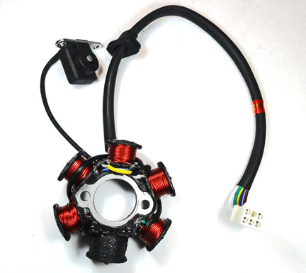 ScootsUSA Select - Stator 49-150cc 4 Stroke for Many Chinese ATVs, GoKarts, Scooters 6 Coil 5 Pin in 6 Pin Jack OD 83mm ID 29mm C/c 41mm