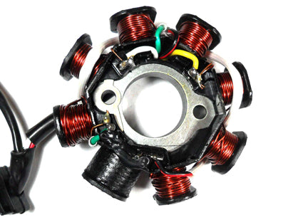ScootsUSA Select - Stator 49-150cc 4 Stroke for Many Chinese ATVs, GoKarts, Scooters 8 Coil 3 Pin in 3 Pin Jack + 2 Wires Bolt C/c 42mm, Pick Up Coil Mounting C/c 34mm, ID 29mm, OD 88mm - Image 2