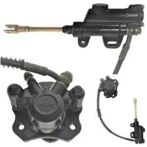 ScootsUSA Select - Rear Foot Brake Assembly Crt Bolt to End of Arm L 102mm Line L 11" Caliper Bolts C/c 65mm Actuator Bolts C/c 40-50mm