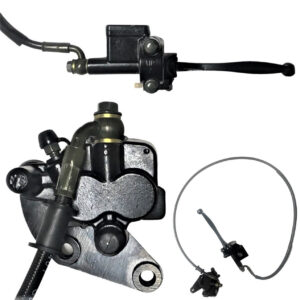 ScootsUSA Select - Front Brake Assembly, for Many Chinese Scooters & Dirtbikes , Brake Line L 46", Caliper Holes 46mm Ctr to Ctr , Caliper L 54mm W 50mm