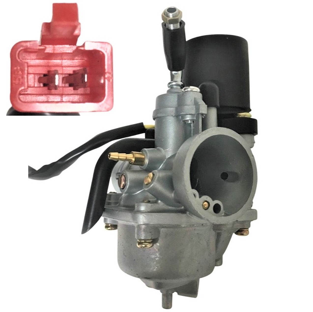 ScootsUSA Select - Mikuni Style 18mm 2 Stroke Carburetor with Electric ChokeIntake OD 24mm Air OD 38mm Made in China, This Is a Less Expensive Alternative for 50,70,90cc 2 Stroke ATVS & Scooters