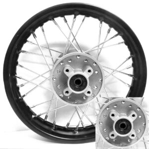 ScootsUSA Select - Rear Wheel Rim Rim 1.85x12Black & ChromeFor Disc Brake -Side 1 Bolts Cross C/c 68mmSide 2 66mmAxle ID 12mm Seal 20x37x7x6