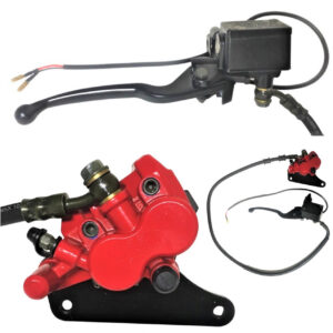 ScootsUSA Select - Front Brake Assembly for Many Scooters & DirtBikes Caliper Bolts C/c 96mm, Line Length 41in, 2 Bullet Connectors for Brake Switch