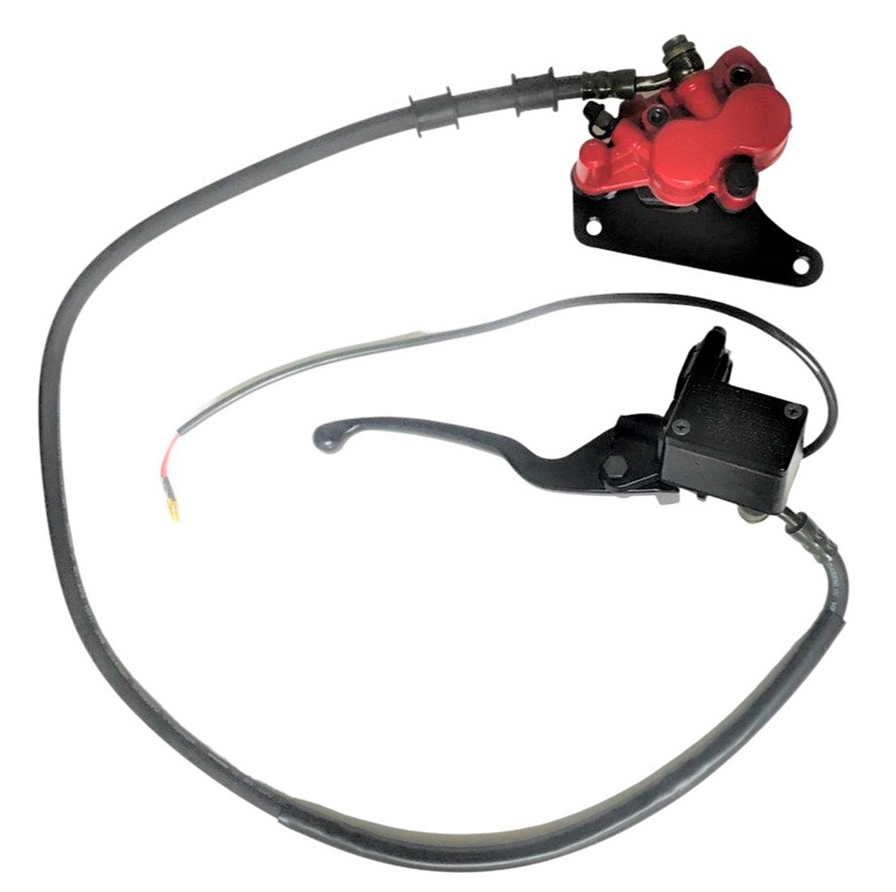 ScootsUSA Select - Front Brake Assembly for Many Scooters & DirtBikes Caliper Bolts C/c 96mm, Line Length 41in, 2 Bullet Connectors for Brake Switch - Image 2