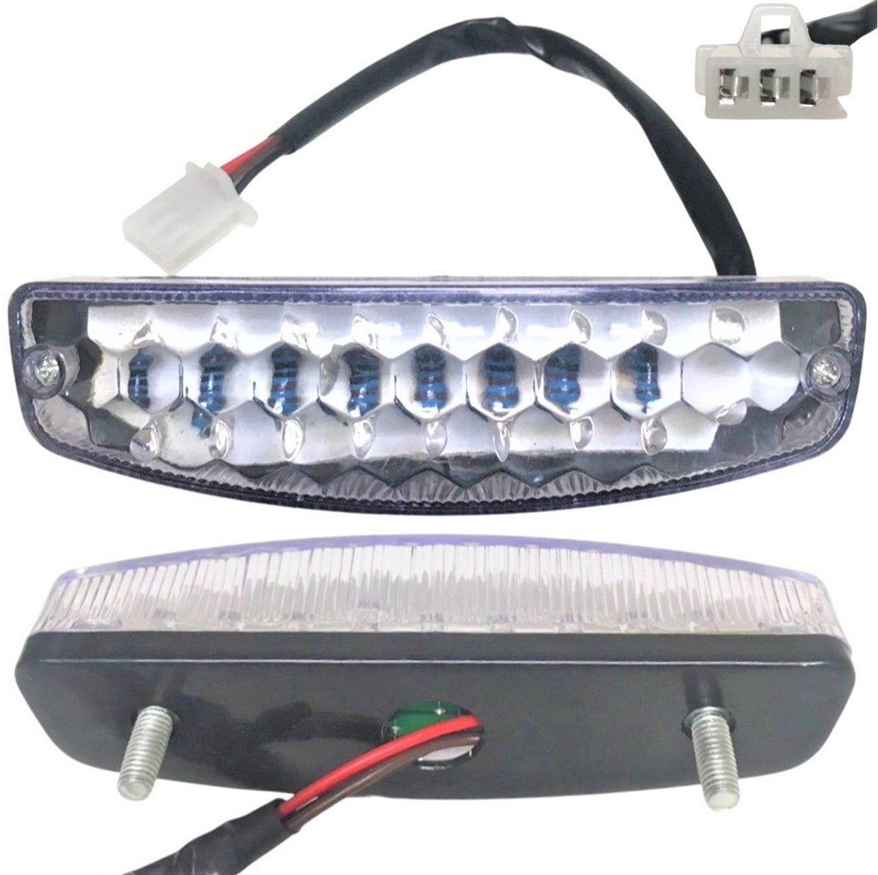 ScootsUSA Select - Rear Tail Light for Many ATV's, Dirt Bikes, and Go Karts W 5 H 1.5 3Pins in a 3 Pin Male Jack