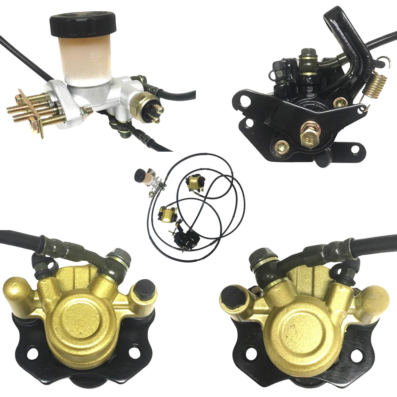 ScootsUSA Select - Complete Go Kart Brake Assembly for Many Go Karts Caliper #1 Bolts C/c 63mm, Line L 28in, Caliper #2 Bolts C/c 63mm, Line L 43in, #3 96mm, 78in, Master Cylinder 60mm