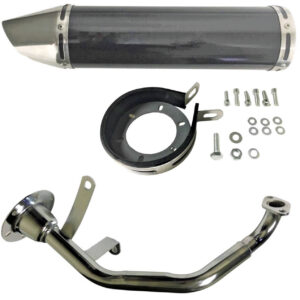 ScootsUSA Select - Exhaust Pipe High Performance - Black/chrome for Most GY6-125, GY6-150 Chinese Scooters Canister L 44cm 17.50in. OD 10cm 4.0in